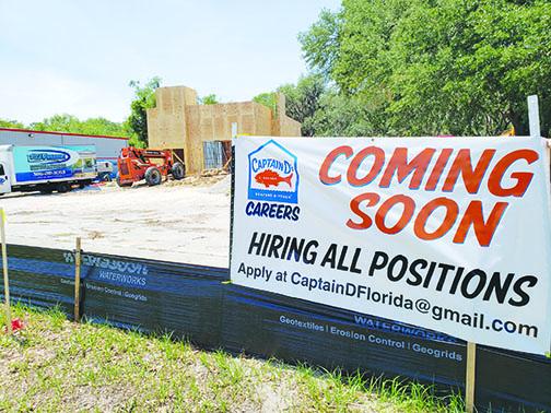 Construction continues on a Captain D’s restaurant that is scheduled to open on State Road 19 in Palatka in July.
