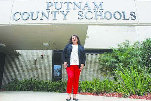 Sarajean McDaniel, the former principal of Moseley Elementary School in Palatka, stands outside the Putnam County School District headquarters, where she now works as a leadership development coach.