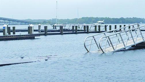 Docks in Palatka were flooded after Hurricane Dorian last year.