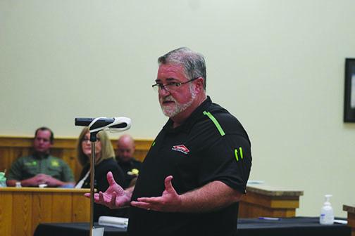 Ed Killebrew speaks during a Putnam County Board of Commissioners meeting last month.