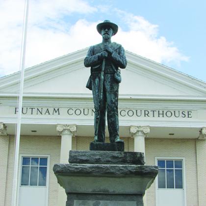 The Confederate monument outside the Putnam County Courthouse in Palatka