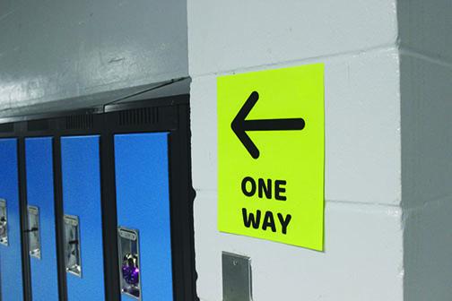 Interlachen High School has one-way hallways to control foot traffic during the coronavirus pandemic. 
