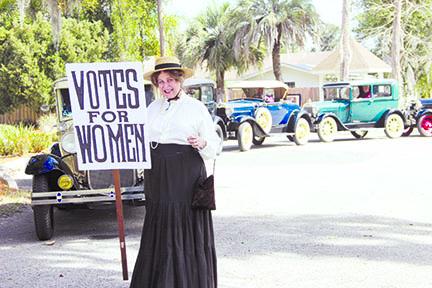 Dianne Jacoby is dressed in period clothing in February as part of the re-enactment of the women’s suffrage movement, a decades-long fight to win the right for women to vote.