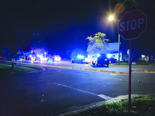 The Palatka Police Department investigates a fatal shooting Monday night near the intersection of Main and Ninth streets.
