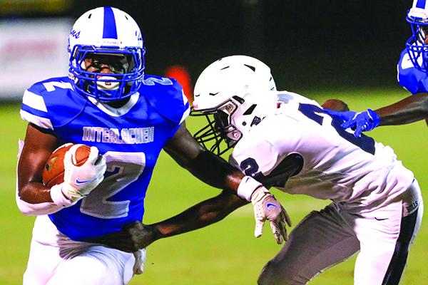 Interlachen High School running back Gary Armstrong runs for yardage on Sept. 18 against first-year program Parrish Community High School. (GREG OYSTER / Special To The Daily News)