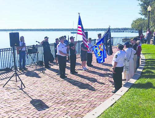 Members of American Legion Bert Hodge Post 45 present colors during last year’s Veteran’s Day Remembrance Ceremony at the Palatka riverfront.