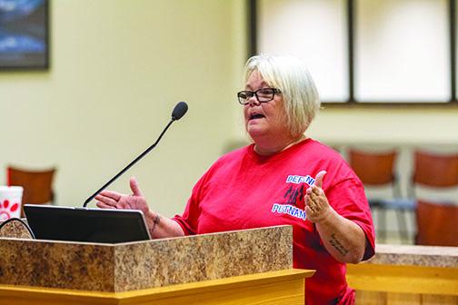 During the public comment portion of the Confederate monument committee meeting, Palatka resident Sheila Beck says she does not wish to see the statue relocated.