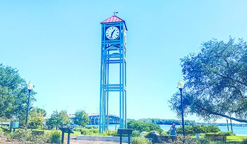 The Millennium Clock Tower at the Palatka riverfront will go back an hour after daylight saving time ends Sunday morning.