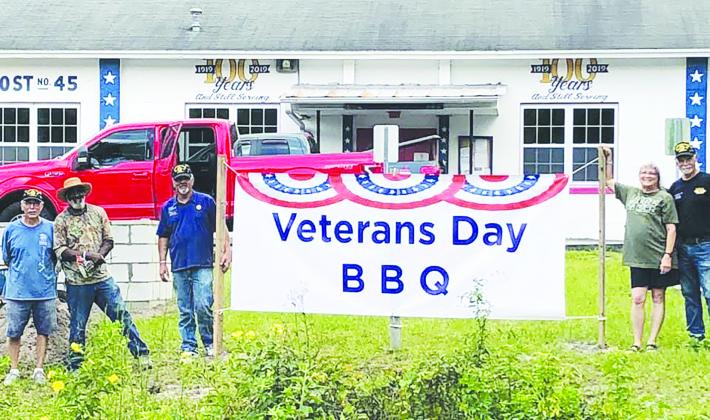 American Legion Bert Hodge Post 45 members are ready for the Veterans Day barbecue on Wednesday.