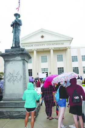 Protesters gather at the courthouse in June for the PEACE in the STREETS rally.