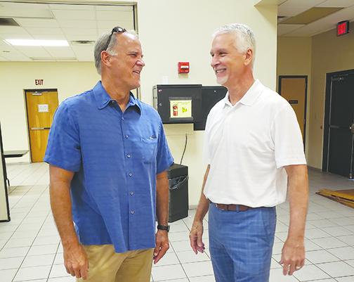 State Rep. Bobby Payne, R-Palatka, and state Sen. Keith Perry, R-Gainesville, talk during an event in Putnam County last year. 