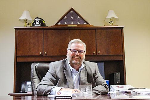 Putnam County Administrator Terry Suggs sits in his office Monday after reflecting on his favorite local projects and greatest accomplishments.