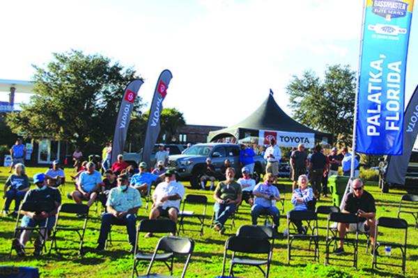 Bassmaster Elite crowds are spread out and fewer than in previous years, but were still enthusiastic during the weigh-ins on Thursday’s opening day. (ANTHONY RICHARDS / Palatka Daily News)