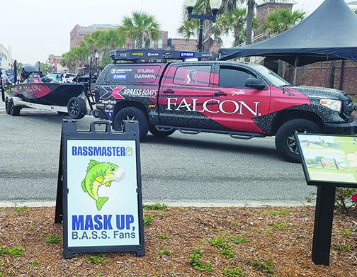A Bassmaster Elite Series pro leaves the Palatka Riverfront after checking in Wednesday with his boat for the tournament, which begins today. Bassmaster has taken several precautions against COVID-19, including asking fans to mask up.