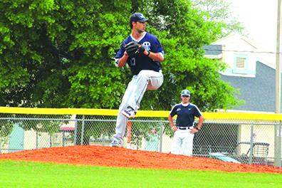 St. Johns River State College’s Heston Mosley delivers a pitch during the third inning against Seminole State in Sanford on Friday. (ANTHONY RICHARDS / Palatka Daily News)