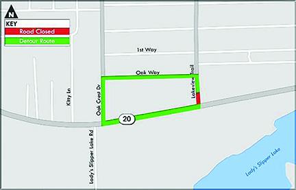 A Florida Department of Transportation map shows the detour route that will go into effect Monday and end in June because of continuing road widening work.