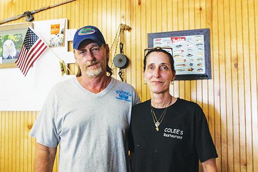 Bernard and Stacy Colee, owners of Colee’s Restaurant in Palatka, stand inside their Crill Avenue establishment Thursday after a busy morning serving customers while being drastically understaffed.