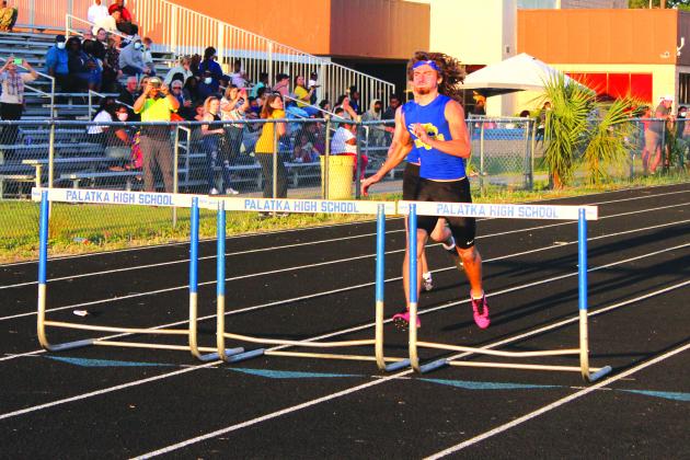 Palatka High School’s Seager Jordan qualified for both hurdles events this Saturday at the FHSAA 2A championship at the University of North Florida. (MARK BLUMENTHAL / Palatka Daily News)