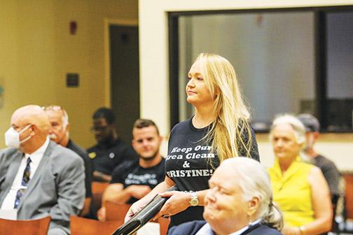 Ivee Sauls, a Lake Como resident and president of the Enviornmental Coalition of Putnam County, tells the Board of County Commissioners on Tuesday why she doesn’t want biosolids dumped near residential property.
