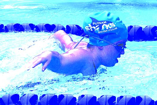 Georgia Stallings swims in the 50-yard girls 11-12 age division butterfly event in which she took first place. (ANTHONY RICHARDS / Palatka Daily News)
