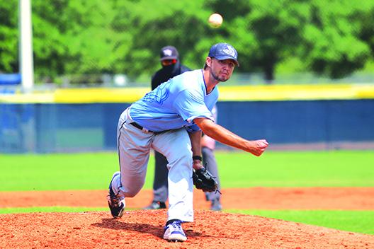 St. Johns River State College pitcher Hunter Mosley throws a pitch during the Mid-Florida Conference tournament against Santa Fe on April 24. (MARK BLUMENTHAL / Palatka Daily News)