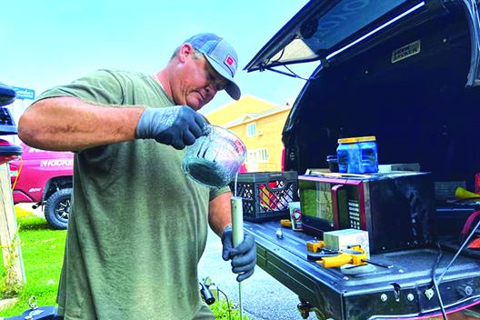 Traveling from one tournament to another, San Mateo pro angler Terry Scroggins makes a good supply of baits on his mobile bait shop. (GREG WALKER / Daily News correspondent)