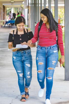 St. Johns River State College students review schedules and course syllabi at the start of the fall 2019 semester.