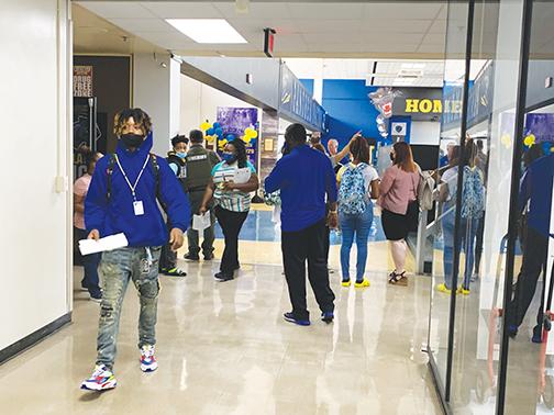 Students at Palatka Junior-Senior High School make their way to their classes during the first day of school last week.