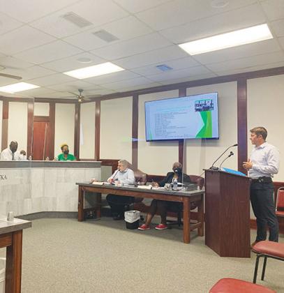 Palatka General Services Director Jonathan Griffith discusses American Rescue Plan Act funding with city commissioners.
