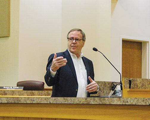 Ken Tozier, a Tampa-based redistricting consultant and CEO of International Computer Works, speaks to the Putnam County Board of Commissioners on Monday about redrawing voting districts countywide this year in light of the 2020 census data.