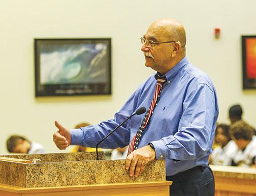 During a public hearing Tuesday, East Palatka resident Craig Sherar tells the Putnam County Board of Commissioners why increasing density countywide is not a good idea.
