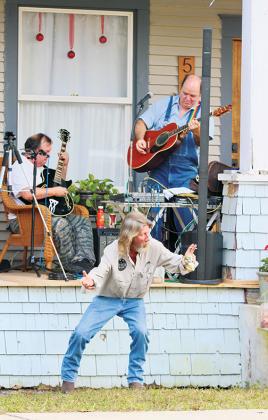 Willy O'Steen of Palatka dances to music by Cajun Dave & Nawlins Po Boyz during Porchfest.