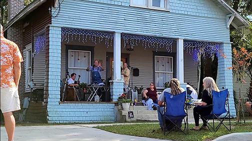 Cajun Dave & Nawlins Po Boyz entertains the crowd with some Cajun Zydeco music at the 2021 Porchfest in Downtown Palatka on Saturday. 