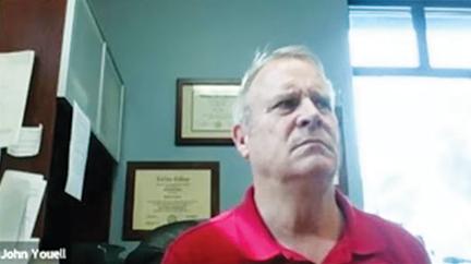 Palatka Municipal Airport Manager John Youell attends Wednesday’s Airport Advisory Board meeting virtually.