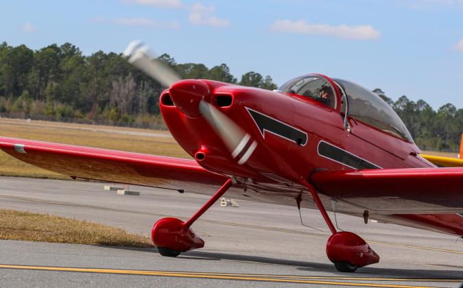 A pilot rounds a curve at the Palatka Municipal Airport on Saturday before taking off.