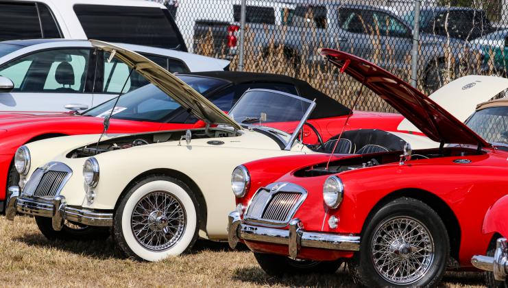 MG cars on display Saturday at the  11th Annual Fly-in and Classic Car Show. 