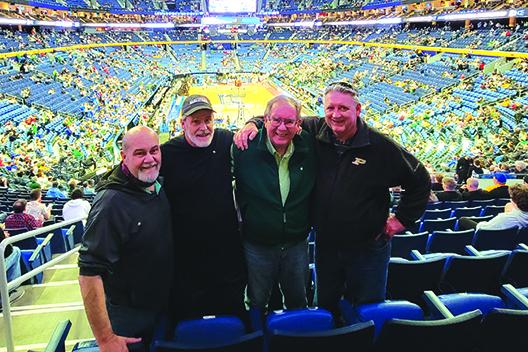 Close friends (from left) Steve Saucier, Ken Casey, Don Atkinson and Cooper Higgins hang out at Buffalo’s KeyBank Center last weekend. (Submitted / Mary Makie Connor Saucier)
