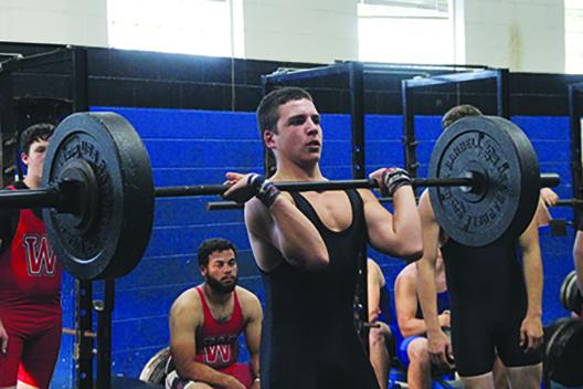 Interlachen’s Rodrigo Arias-Gomez prepares to lift during the 169-pound competition at the District 8-1A championship at Interlachen High School on Wednesday. (COREY DAVIS / Palatka Daily News)