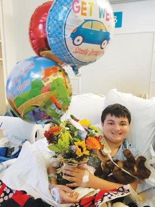 Photo submitted by Kristina Sheneman / Melrose Elementary student Kaleb Sheneman, 12,  was still in the hospital Friday evening.