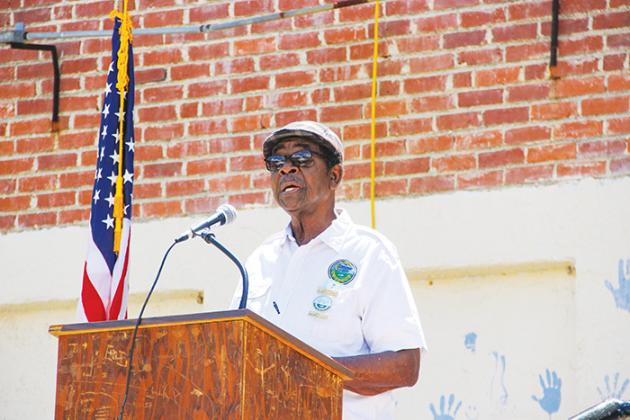 Crescent City Vice Mayor and Commissioner Harry Banks talks about preserving local history during Saturday’s event.