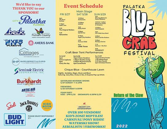 Pictured is a list of musical performers during this weekend's Blue Crab Festival.