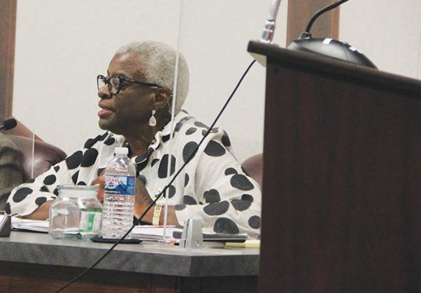 City Attorney Valeria Bland Thomas addresses Palatka commissioners at Thursday's meeting.