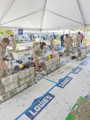 Young adults compete in a Florida Skills USA competition as part of a program through the Florida Masonry Apprentice & Educational Foundation.
