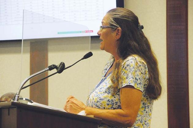 Ramicah Johnson, executive director of Putnam Habitat for Humanity, speaks Thursday against a proposed ordinance that would place a 1,200-square-foot minimum on new single-family residential homes in Palatka.