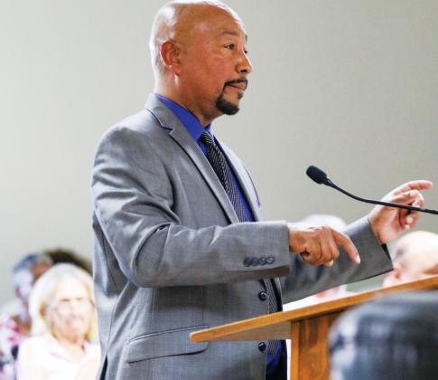 Photo by Sarah Cavacini/Palatka Daily News. Thomas Bolling,  assistant superintendent for support services, speaks to the Crescent City Commission on Thursday. 