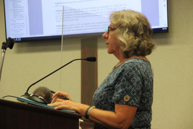 Planning director Lisa Walsh speaks about Palatka's current moratorium on impact fees at Thursday's meeting.