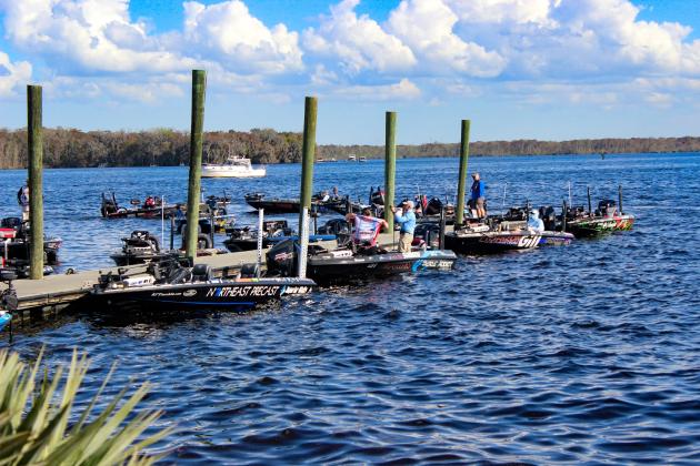 Palatka Daily News file photo. Anglers gather on the St. Johns River at the Palatka riverfront in 2021 after a morning of fishing during the Bassmaster Elite Series. 