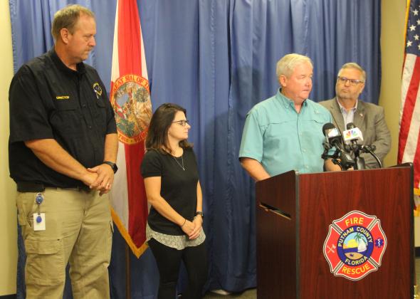 Bill Pickens, chairman of the Putnam County Board of Commissioners, provides information about Hurricane Ian at a press release Wednesday morning.