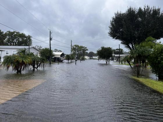 Courtesy of the Town of Welaka. Streets in Welaka are flooded this week due to Hurricane Ian. 