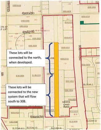An outline of the potential Vernon Avenue development site can be seen in this diagram provided to the City Commission in October. 